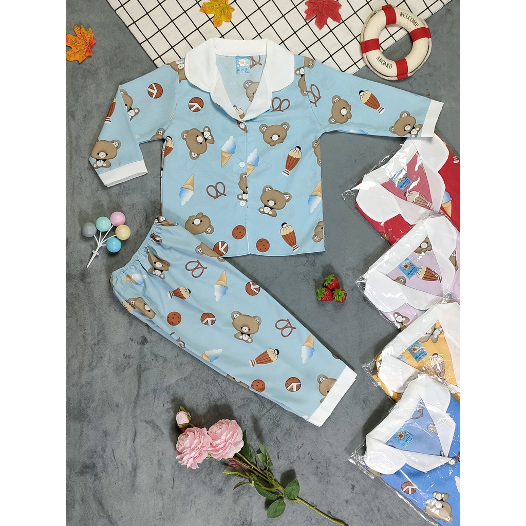 Bộ pijama lụa bé (14-18kg) (giao màu ngẫu nhiên)