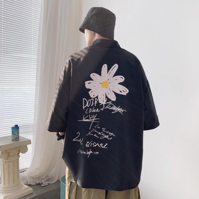 Áo sơmi tay lỡ kaki unisex Quốc Dân hoa cúc nam nữ phong cách thời trang kmg bao chất