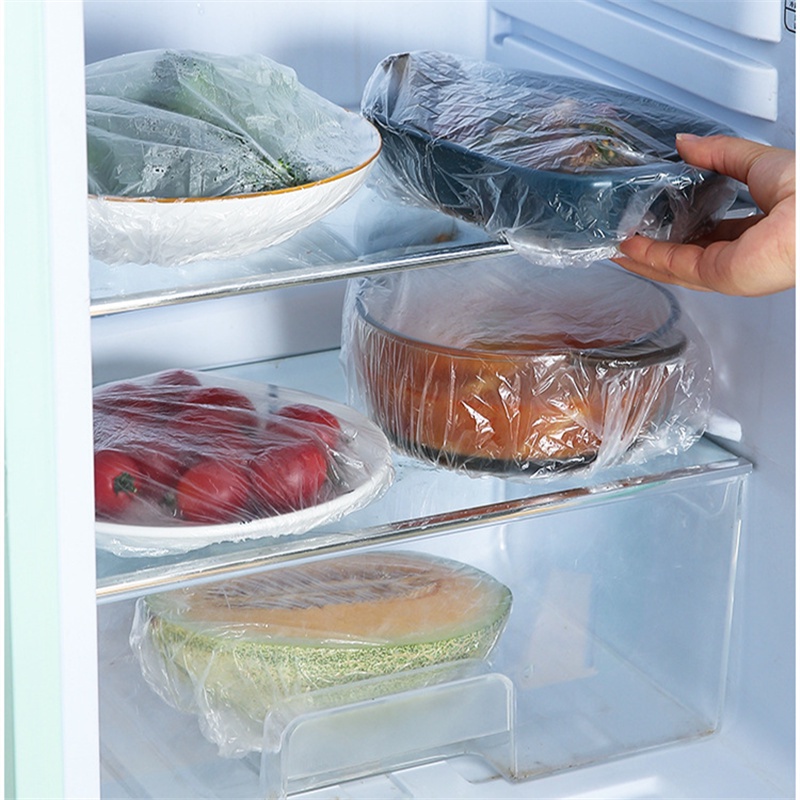 Set 100 Vỏ Bọc Bảo Quản Thực Phẩm Bằng Nhựa Co Giãn Sử Dụng Một Lần