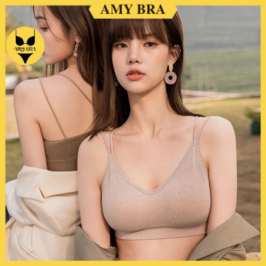 Áo Bra Len Tăm 💖FREESHIP💖 MẪU MỚI Dây Mảnh - Áo Ngực Cổ Tym Siêu Mát - Bra hở lưng dây chéo quyến rủ 2116