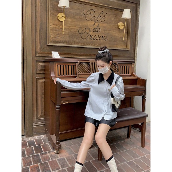 Áo Sơ Mi Dài Tay Phong Cách Pháp Thanh Lịch Dành Cho Nữ