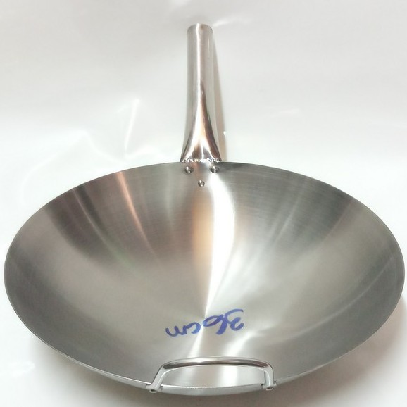 Chảo Thép Chống dính tay Cầm Inox Loại Màu Trắng Size 24cm ( dùng cho nhà hàng )