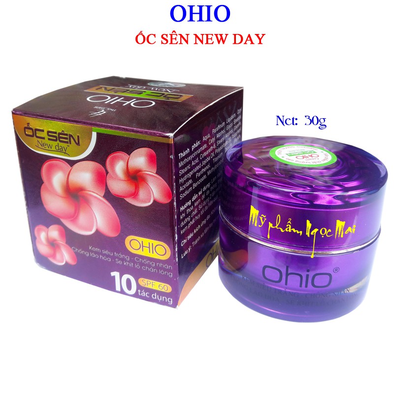 Kem siêu trắng, Chống nhăn, Chống lão hóa, Se khít lỗ chân lông 10 tác dụng OHIO ỐC SÊN NEW DAY (30g)