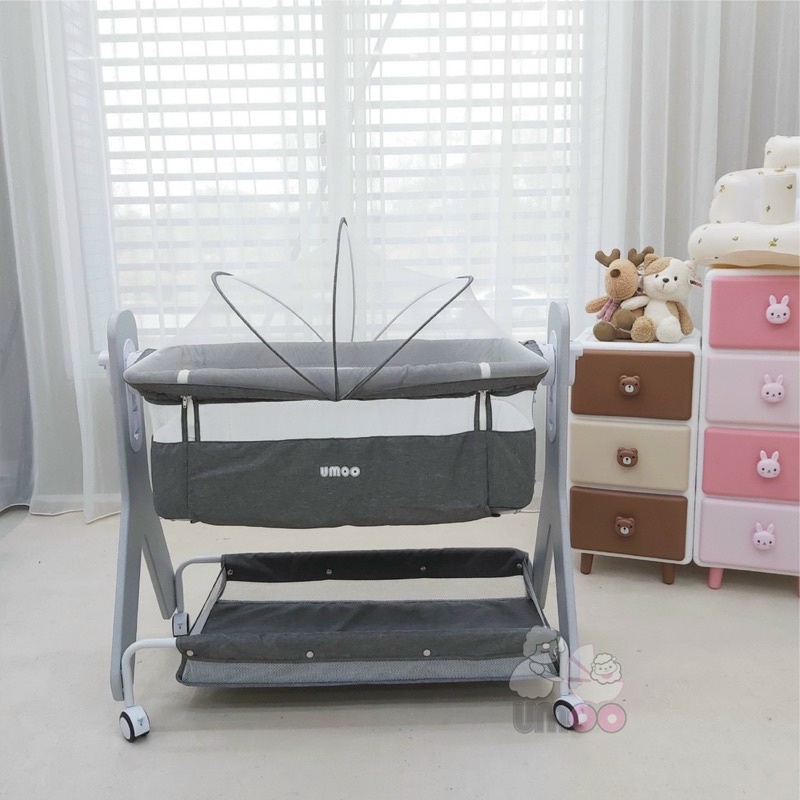 Nôi hạ thành cũi vải khung gỗ Umoo UM-08110 cho bé từ sơ sinh