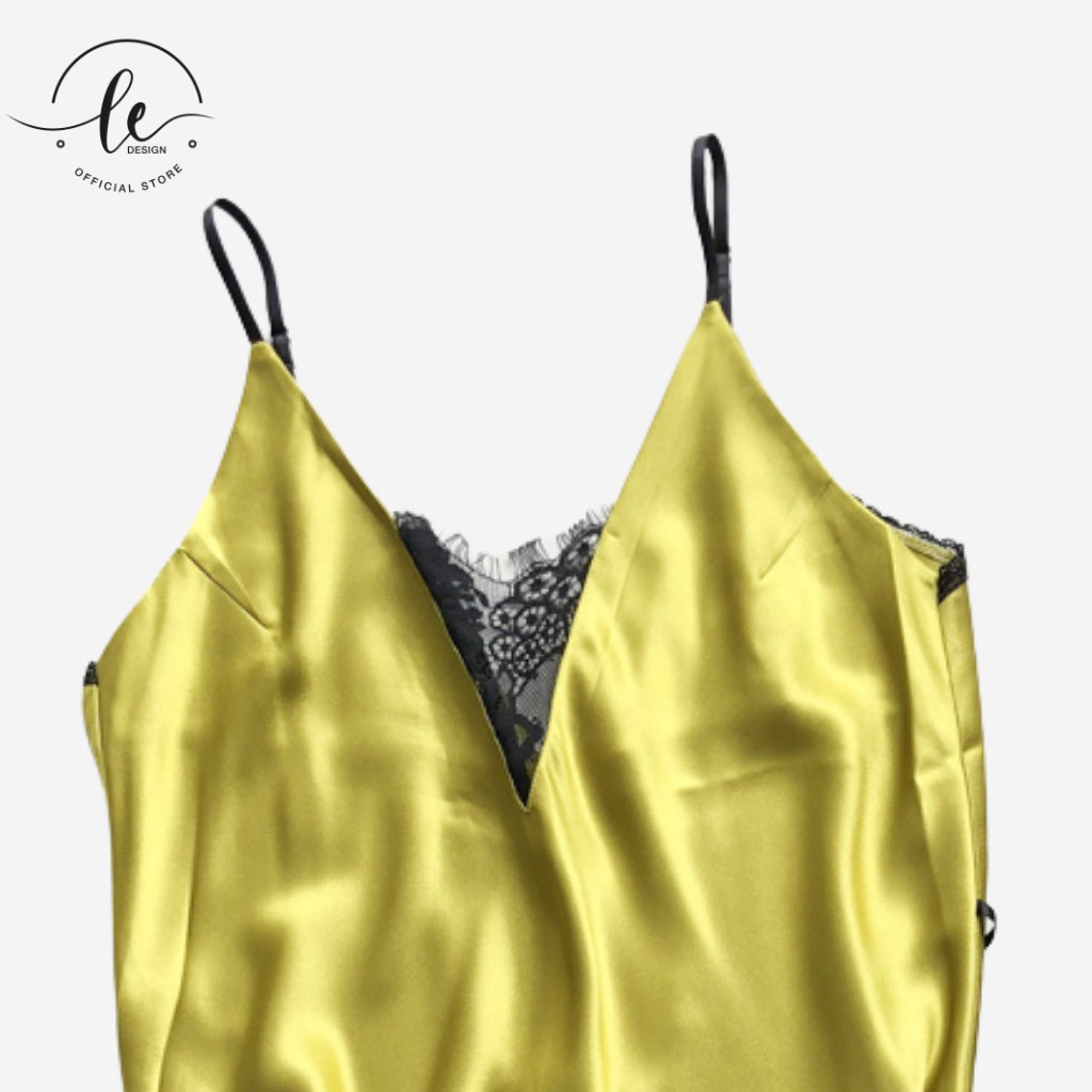 Váy Ngủ 2 Dây Sexy LE.DESIGN Thiết Kế Dáng Suông Hở Lưng Chân Váy Phối Ren Chất Liệu Lụa Mềm Mại Cao Cấp | BigBuy360 - bigbuy360.vn