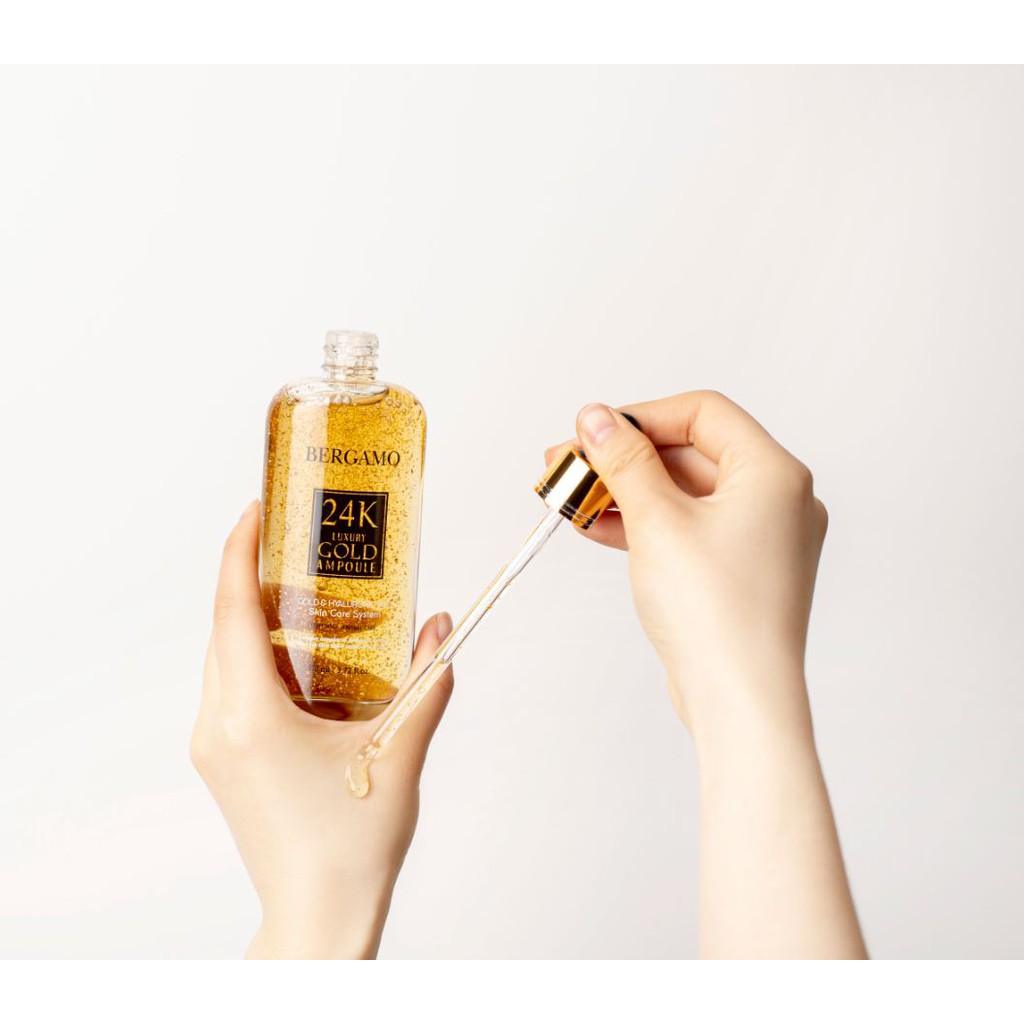 Tinh Chất Vàng 24K BERGAMO Sang Trọng Hỗ Trợ Chăm Sóc Dưỡng Ẩm Cho Da Hiệu Quả 24K Luxury Gold Glow Ampoule110ml