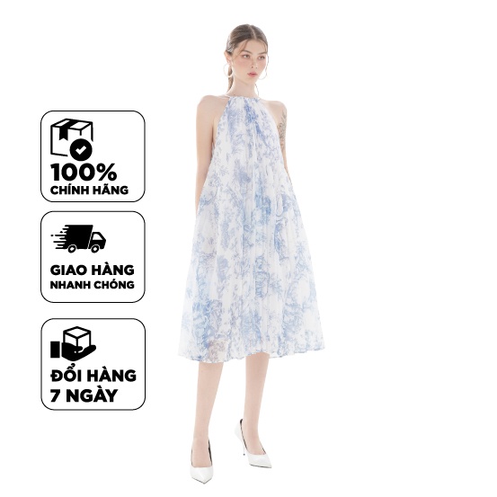 TUBYCATU | Đầm xếp ly floral blue dress (Limited)