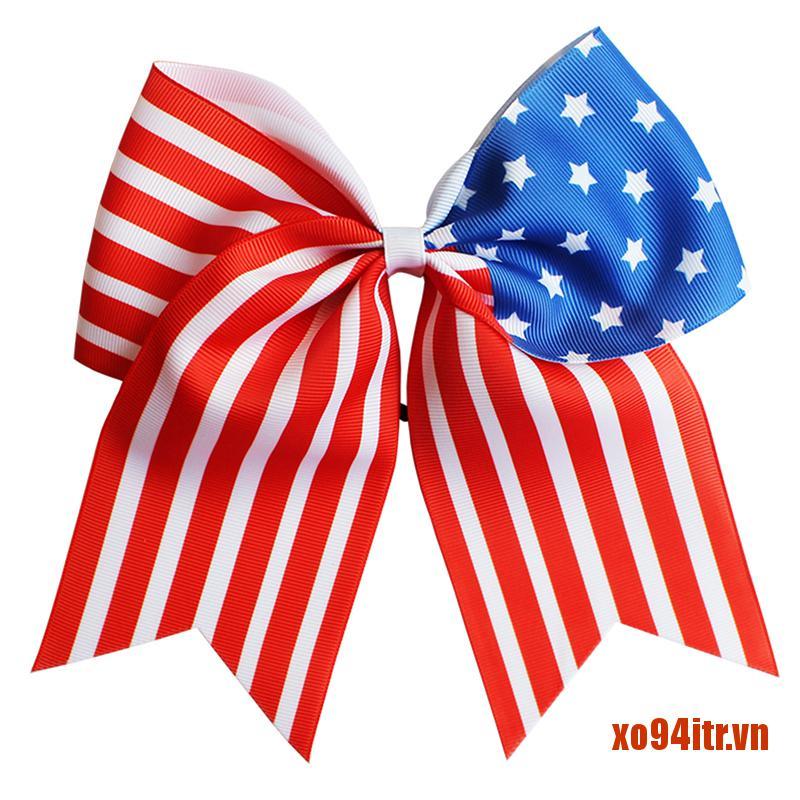 XOITR  American Flag Baby Hair Ribbon Bow Hair Clip Independence Day Bow Headband