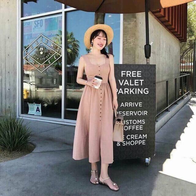 DM572 - Đầm Maxi Hai Dây Nút Trước Nhiều Màu | BigBuy360 - bigbuy360.vn