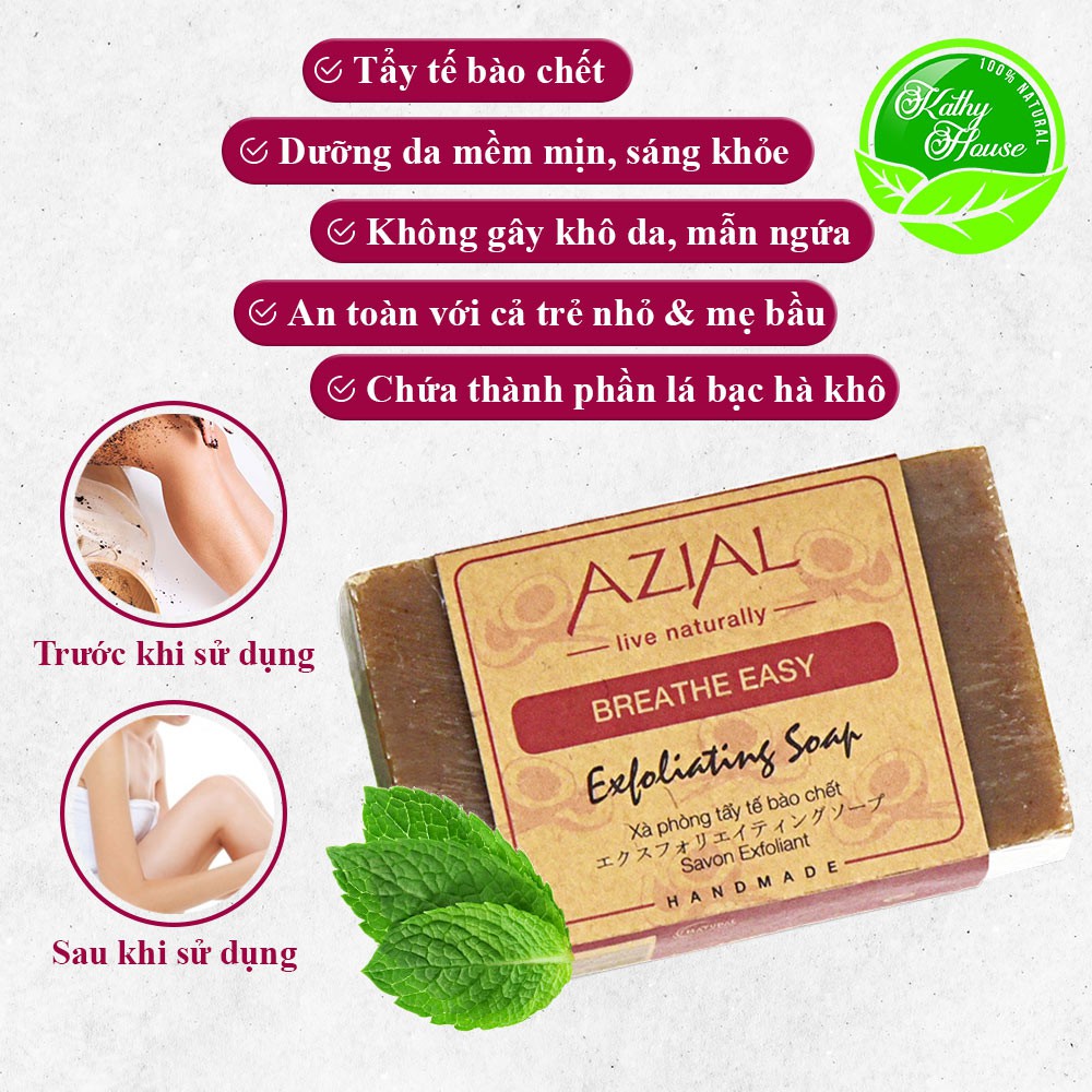 Xà phòng tẩy tế bào chết AZIAL Breathe Easy Exfoliating Soap, giúp da mềm mại sáng mịn | BigBuy360 - bigbuy360.vn