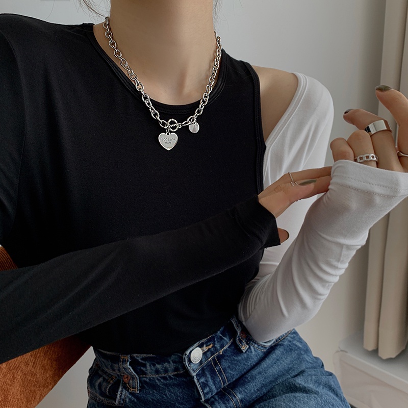 Vòng cổ kim loại mặt hình trái tim thời trang