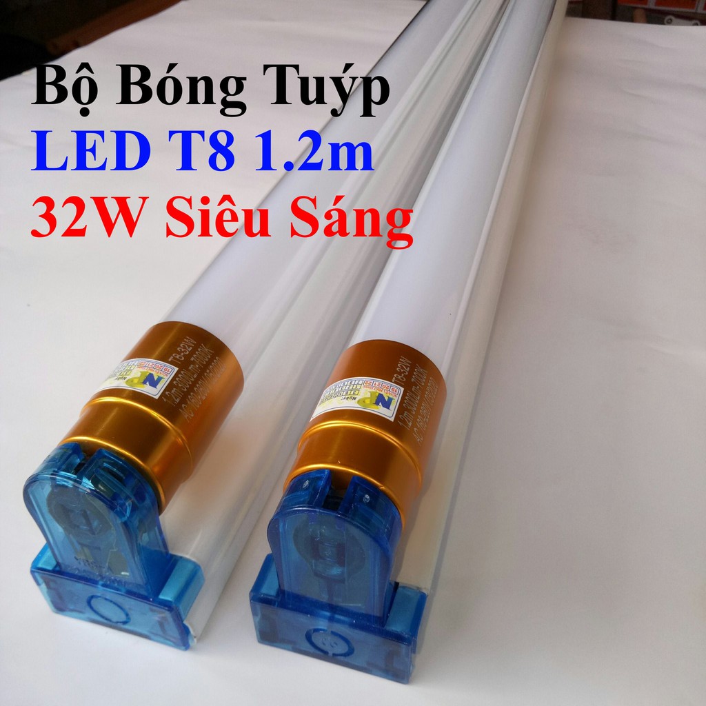 Bộ Bóng Tuýp LED T8 1.2m 32W Siêu Sáng  Bóng Đầu Nhôm Tản Nhiệt Rất Tốt