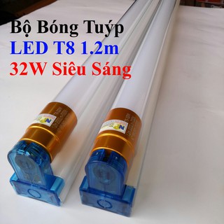 Bộ Bóng Tuýp LED T8 1.2m 32W Siêu Sáng [1 Máng 1.2m và 1 Bóng 1.2m] Bóng Đầu Nhôm Tản Nhiệt Rất Tốt