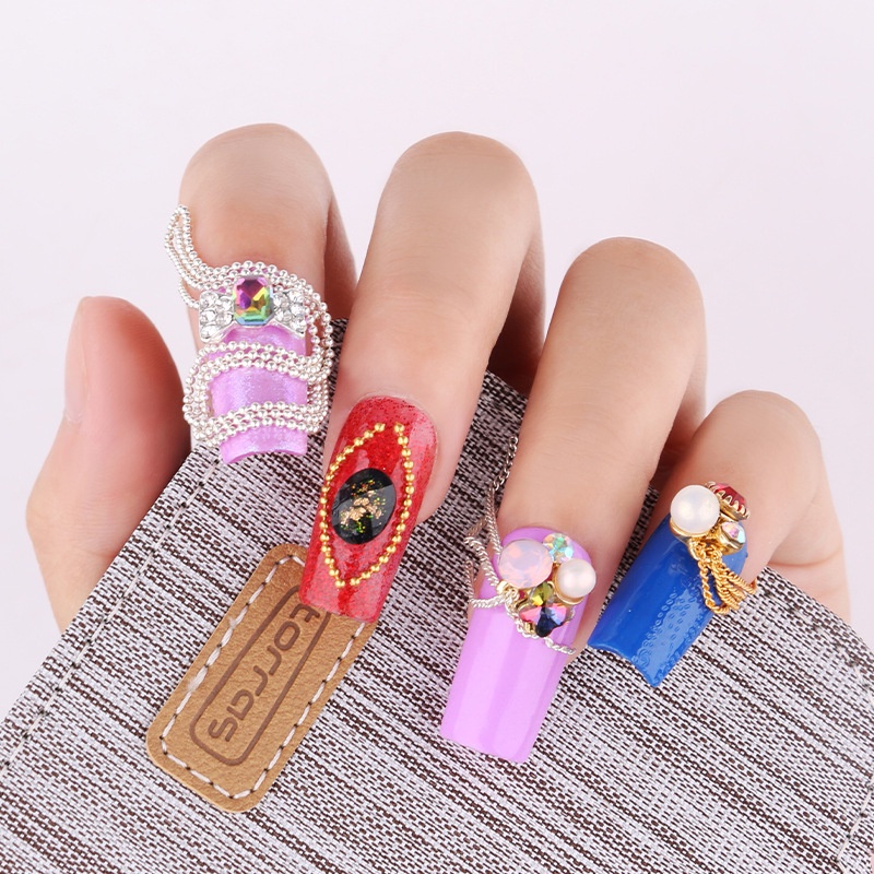 [Hàng mới về] Phụ kiện dạng chuỗi mạ vàng/ bạc dùng để trang trí móng nghệ thuật phong cách Nhật Bản