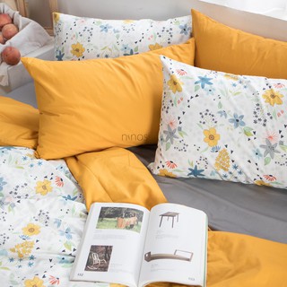 COMBO - Bộ chăn ga Cotton Hàn Hoa vàng cỏ xanh