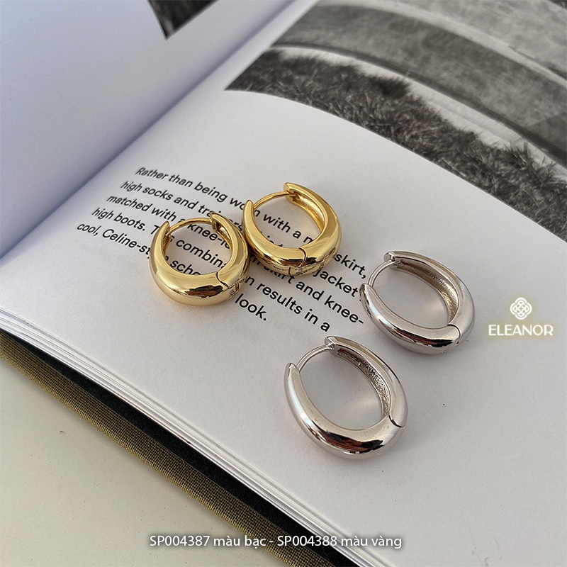Bông tai nữ tròn chuôi bạc 925 Eleanor Accessories basic khuyên tròn phụ kiện trang sức 4387