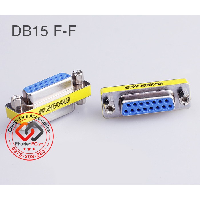 Đầu nối DB15 female to female (15 chân cái sang cái). Chuyền đổi đầu DB15 Đực ra Cái, Nối Cáp COM cho máy công nghiệp