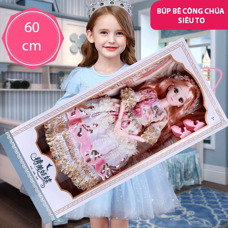 Đồ chơi trẻ em Búp bê Barbie cỡ lớn cao 60cm, phiên bản có nhạc tặng kèm phụ kiện - Đồ chơi Búp bê công chúa cho bé gái