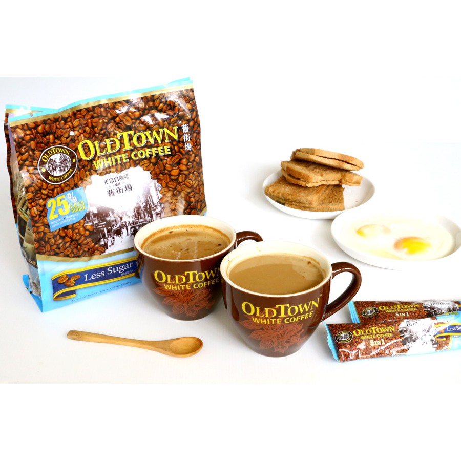 Cà Phê Trắng Oldtown Malaysia White Coffee Cafe Gói Hòa Tan Ít Đường 15 Gói x 40 Gam COCORI