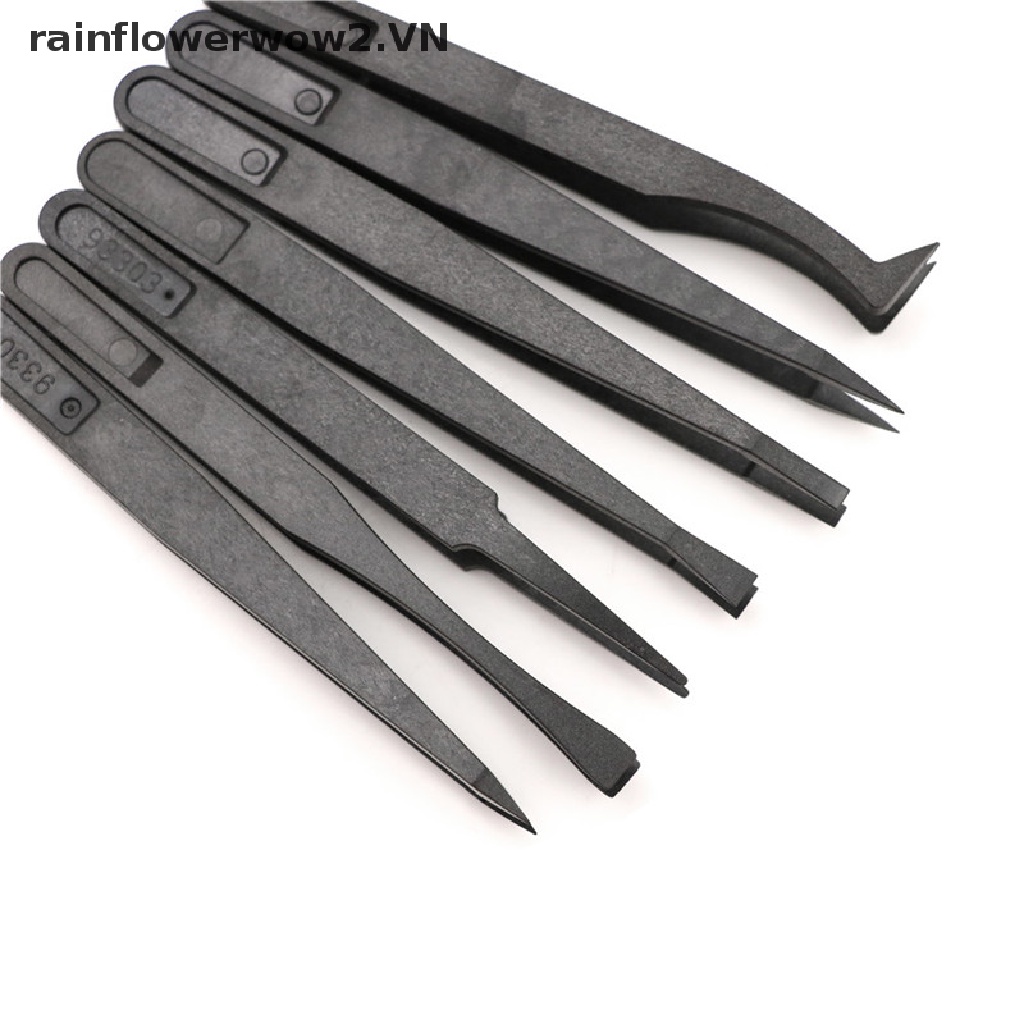 Set 7 Nhíp Nhựa Cứng Màu Đen Chống Tĩnh Điện Chuyên Dụng Sửa Chữa