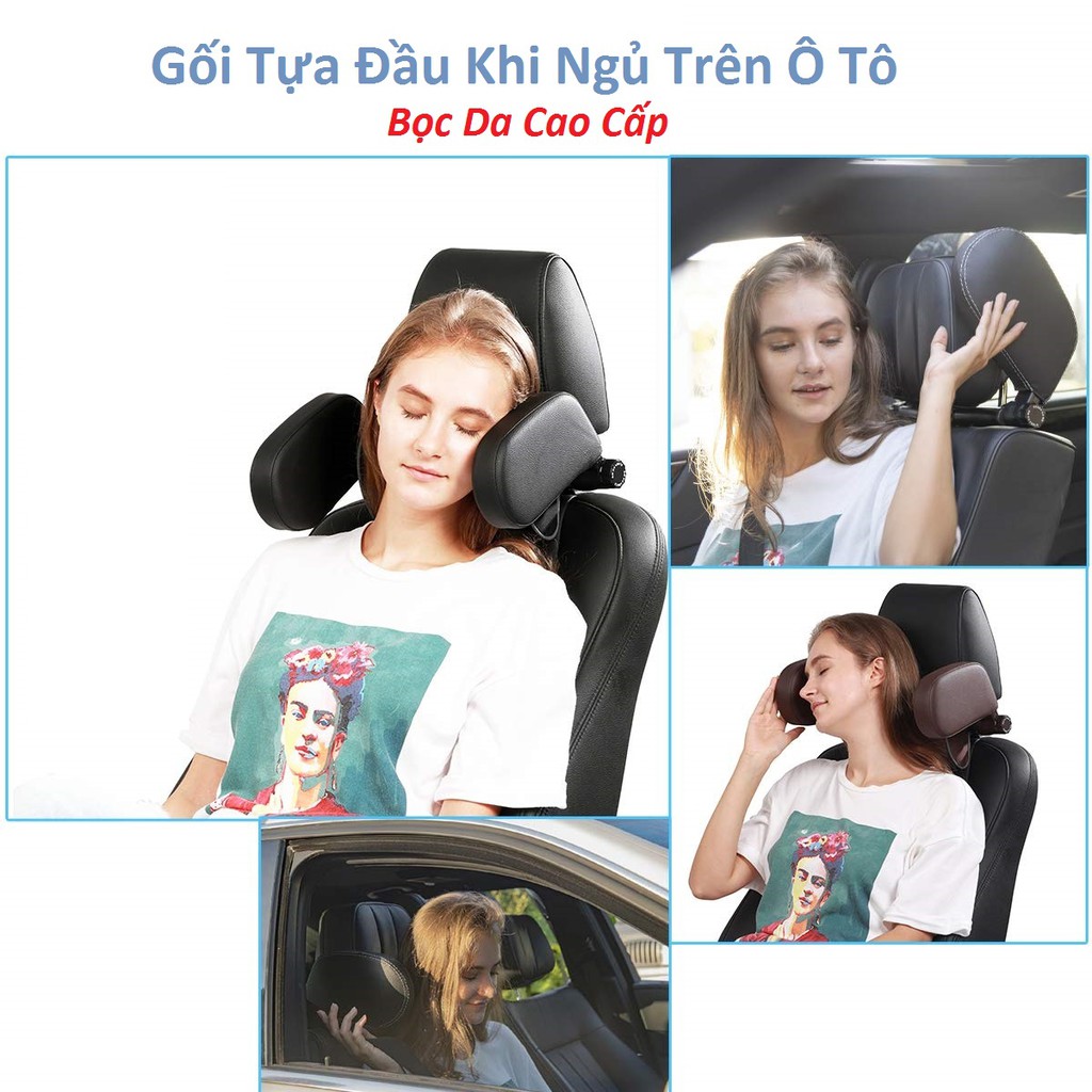 Gối Tựa Đầu Bọc Da Khi Ngủ Cao Cấp Trên Xe Ô tô Tiện Lợi