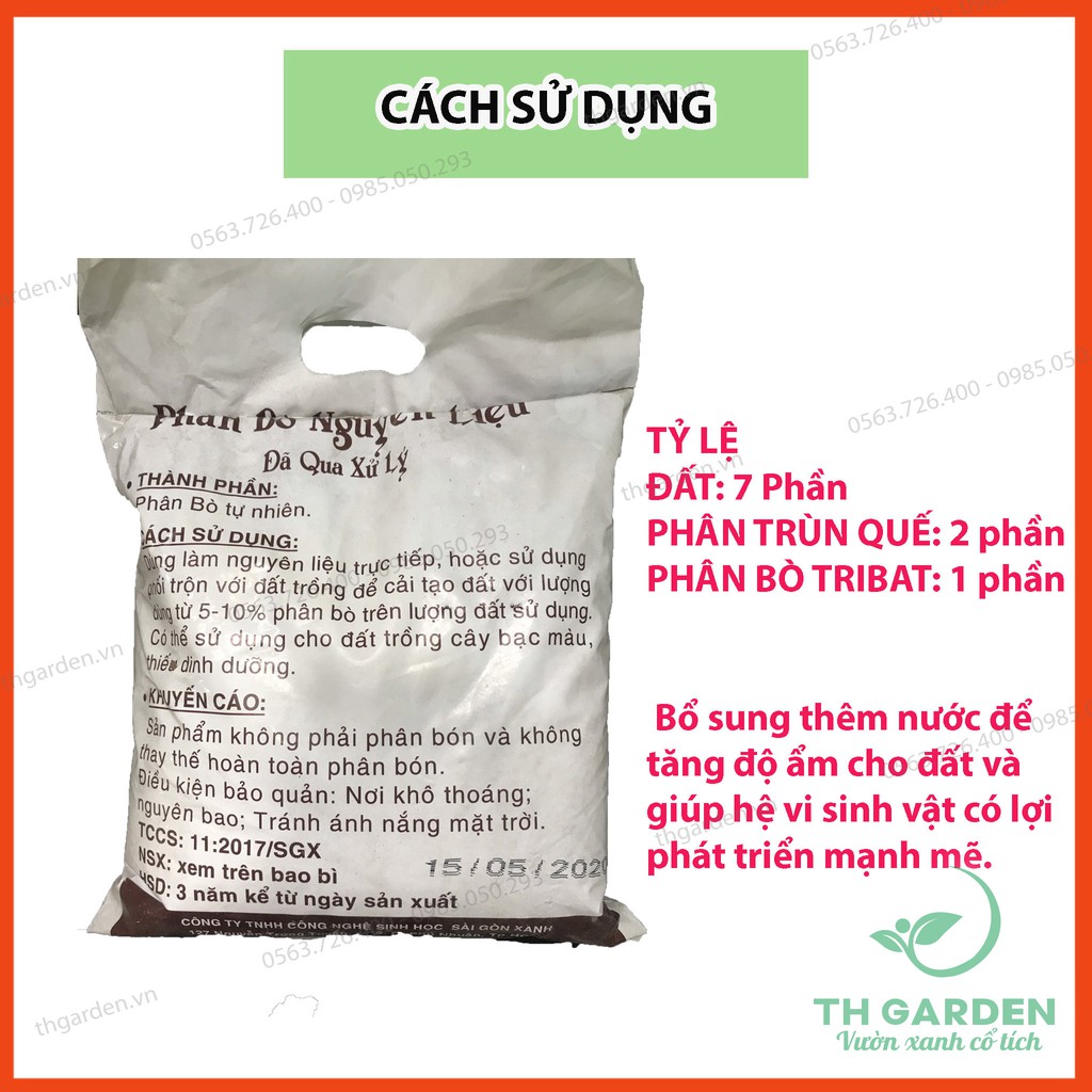 Phân Bò Tribat 3dm3 - Phân Bò Khô Đã Qua Xử Lý Tiêu Diệt Mầm Bệnh Bằng Nấm Đối Kháng Trichoderma - Phân Bò Ủ Đã Hoai Mục