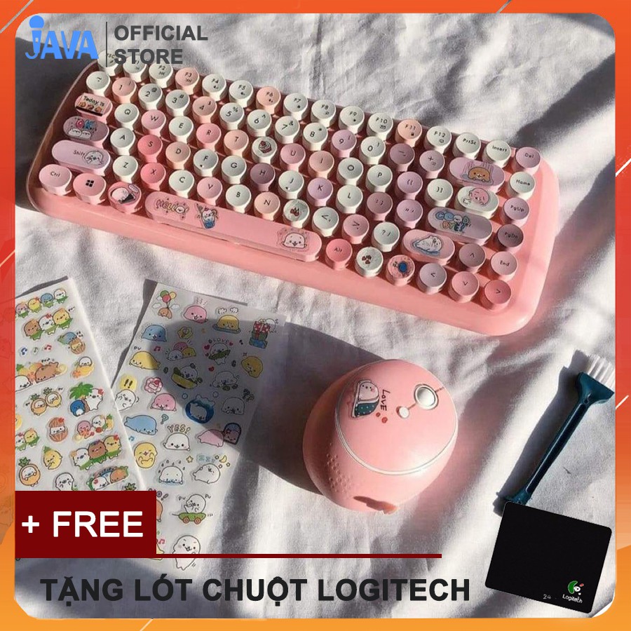 [TẶNG BỘ STICKER LÓT CHUỘT] Bộ bàn phím và chuột không dây dễ thương mini Mofii - Phím tròn | WebRaoVat - webraovat.net.vn