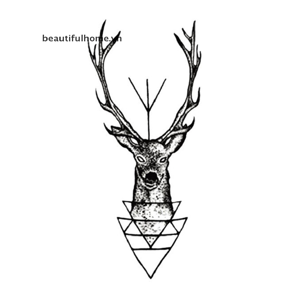(Hàng Mới Về) Hình Xăm Dán Đầu Hươu Chống Thấm Nước