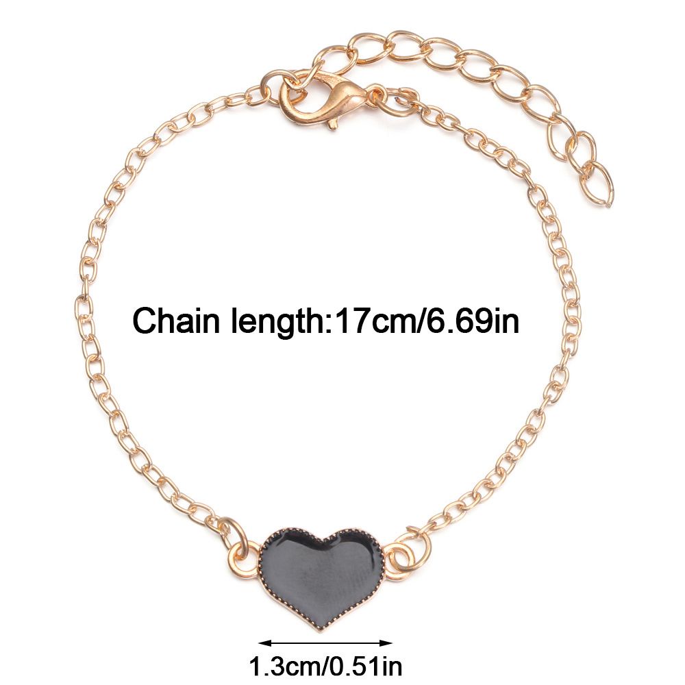 Vòng Đeo Tay Kiểu Xích Đính Mặt Hình Trái Tim Nhiều Màu Tùy Chọn Thời Trang Dành Cho Nữ