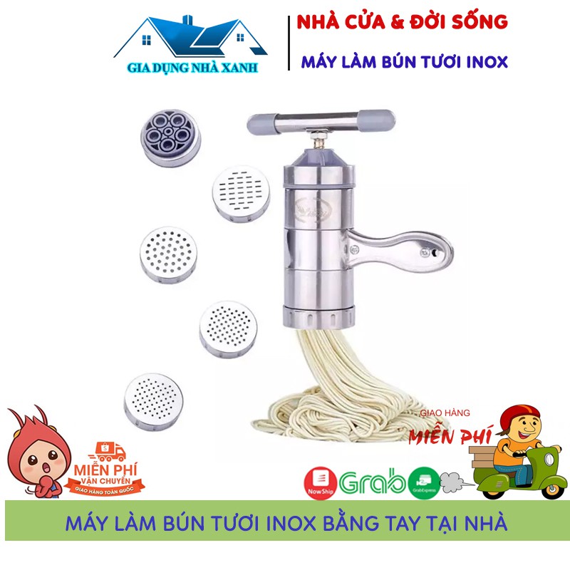 Máy Làm Bún, Mỳ Tươi Tại Nhà Bằng Inox, Tặng Kèm Bộ 5 Size Bún