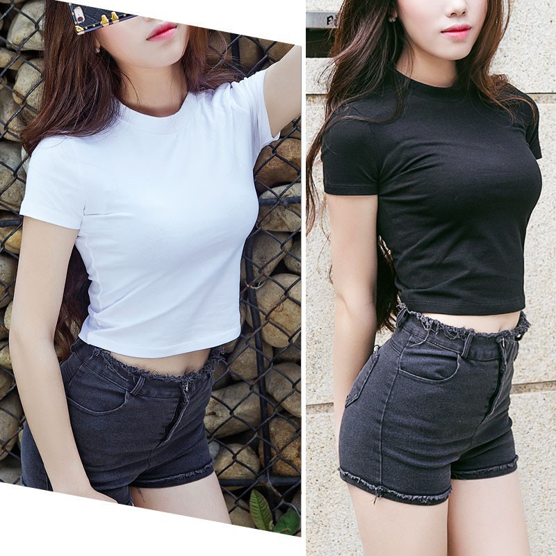 Áo thun nữ croptop tay ngắn đẹp ôm body unisex  DUKO FASHION