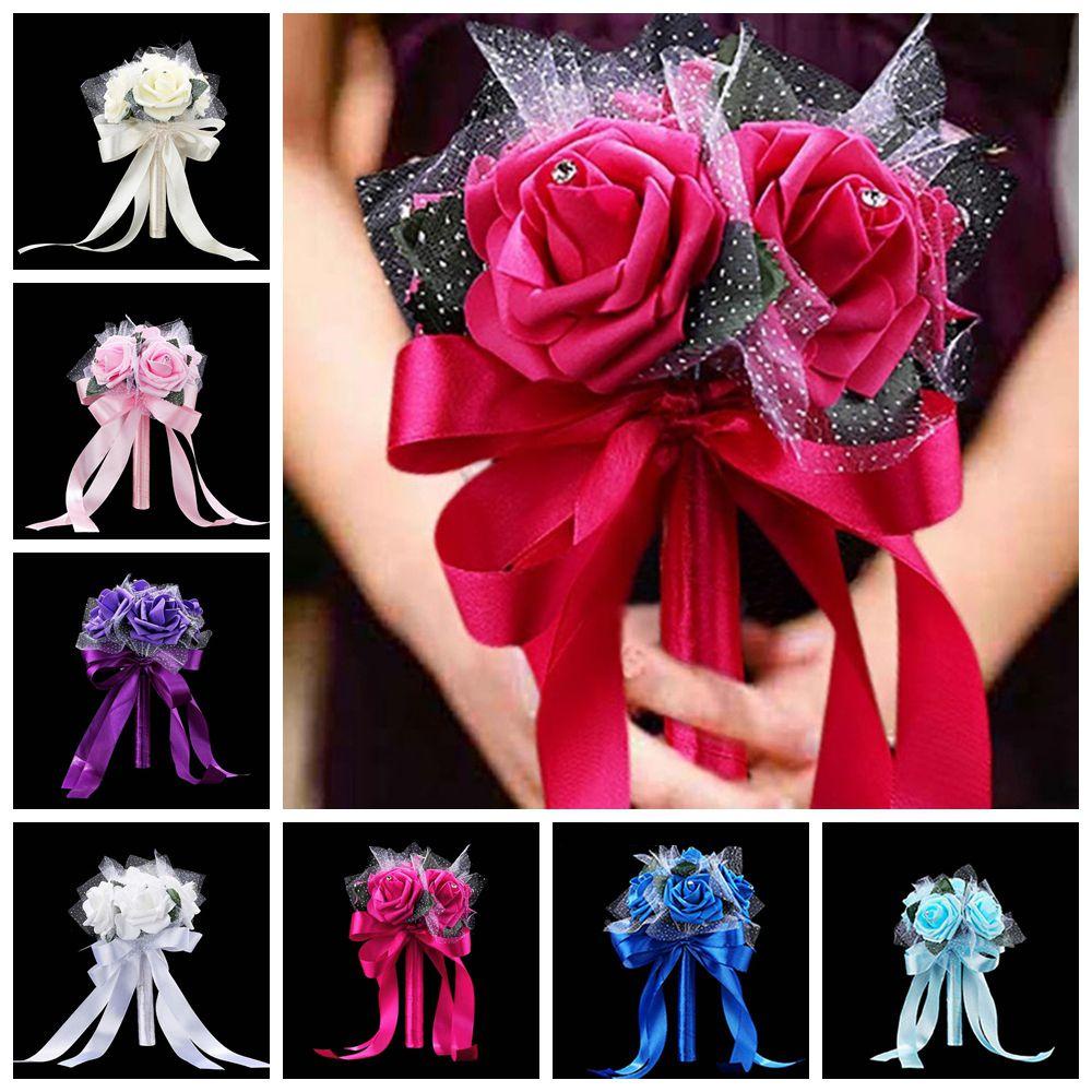 CONOPERY Bó Hoa Cầm Tay Bằng Lụa Phối Ren Lãng Mạn Cho Cô Dâu