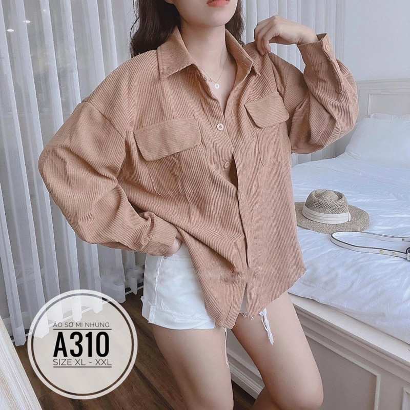 Bigsize Áo sơ mi nhung A310