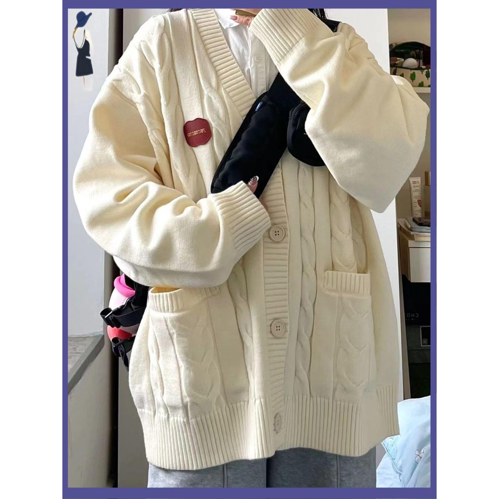 áo khoác len Cardigan len áo cadigan Áo Khoác Cardigan Dáng Rộng Mềm Mại Phong Cách Retro Nhật Bản Thời Trang Xuân Thu Cho Nữ