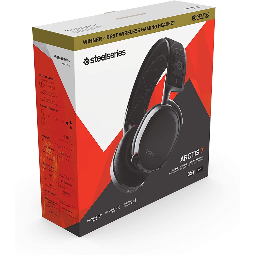 Tai nghe SteelSeries Arctis 7 Lossless Wireless Gaming Headset Đen - Seal - BH 12 Tháng