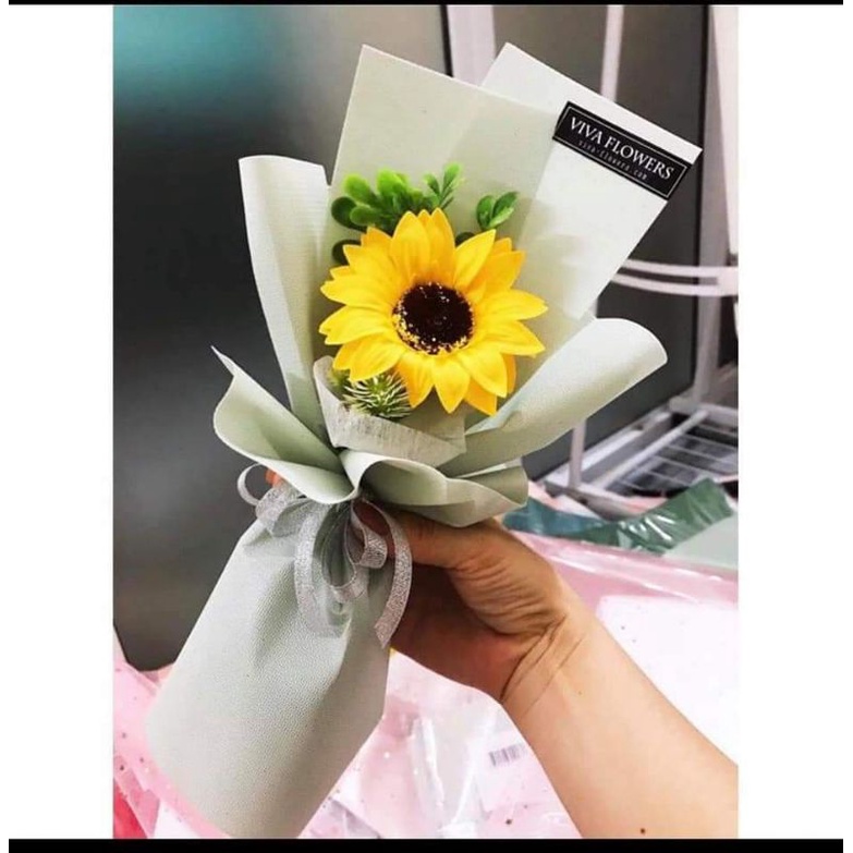 1 cành hoa  sáp hướng dương  .bao gồm hoa. lá .cành