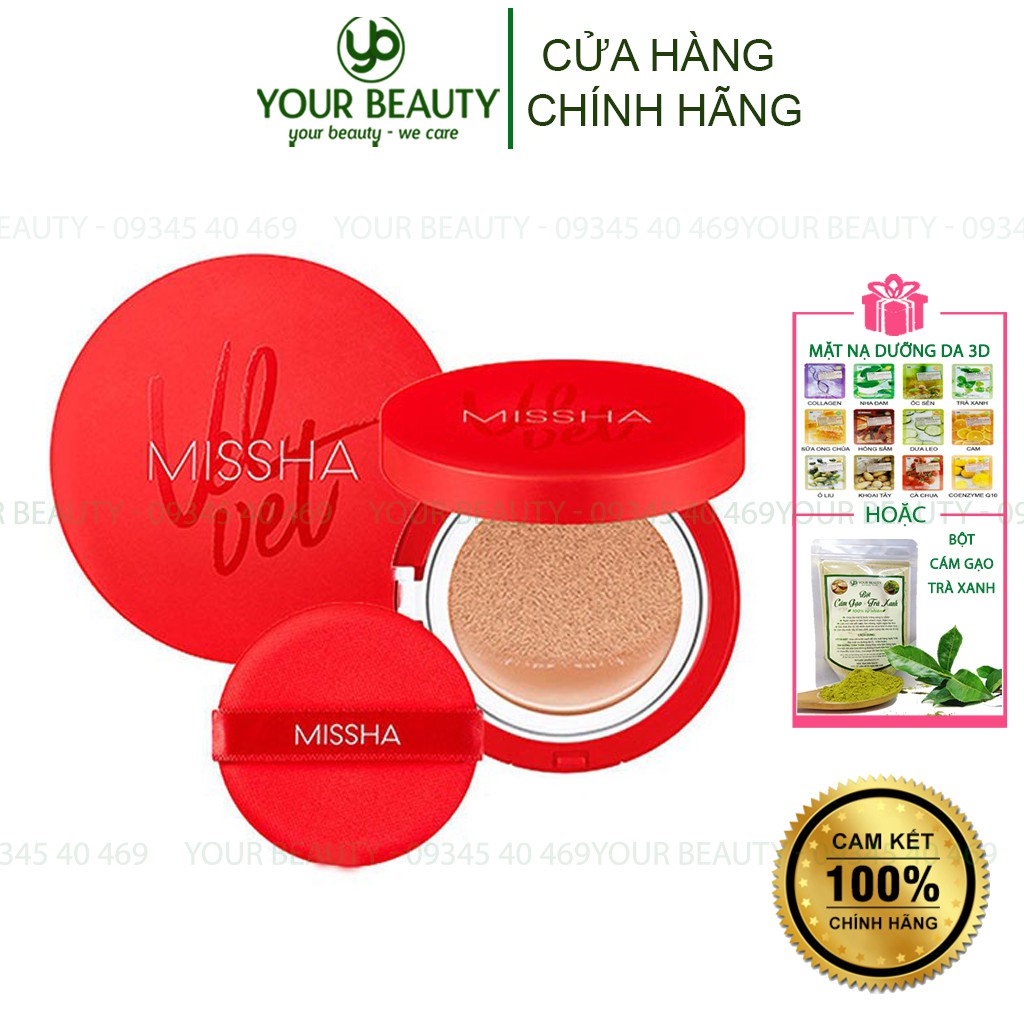 Phấn nước Missha Velvet Finish Cushion SPF50+ PA++ mỏng mịn, độ che phủ tốt, lâu trôi