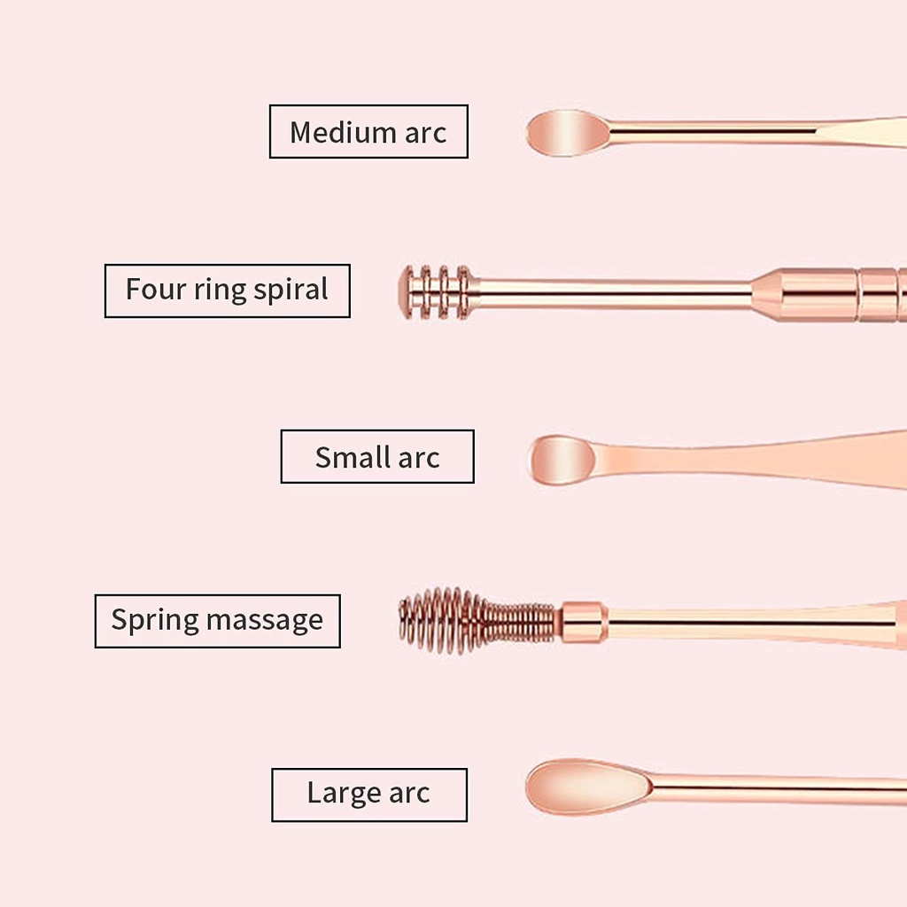 Bộ Dụng Cụ Lấy Ráy Tai 6 Trong 1 Bằng Thép Không Gỉ Kèm Hộp Đựng Và Móc Khóa Tiện Lợi