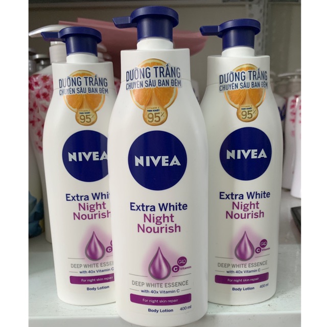 Sữa Dưỡng Thể Trắng Da Nivea Extra White Ban Đêm 400ml( mầu tím)