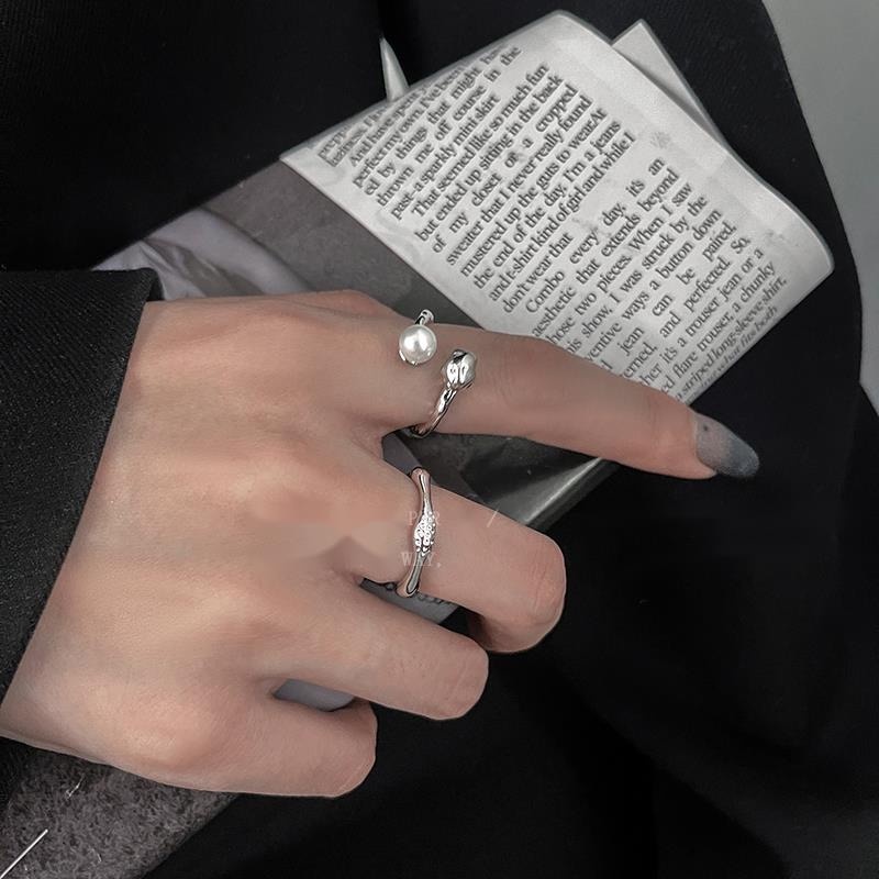 Nhẫn Hở Đính Ngọc Trai Phong Cách Hip Hop Thời Trang Cho Nữ