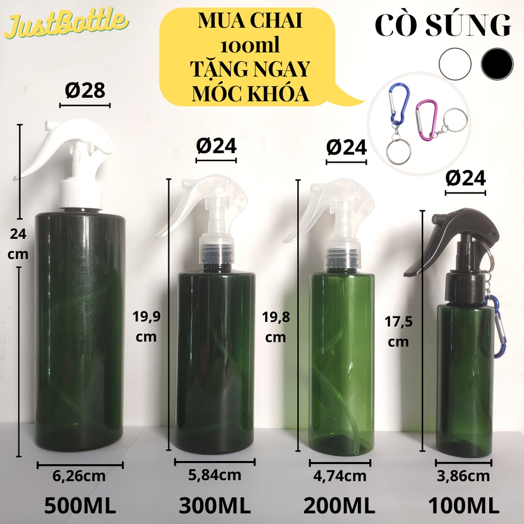 CHAI LỌ CHIẾT MỸ PHẨM XANH LÁ 100ML 200ML 300ML 500ML ️️FREE SHIP 50K ️️ CHAI NHỰA PET CÒ VÒI XỊT NHẤN GIỌT PHUN SƯƠNG