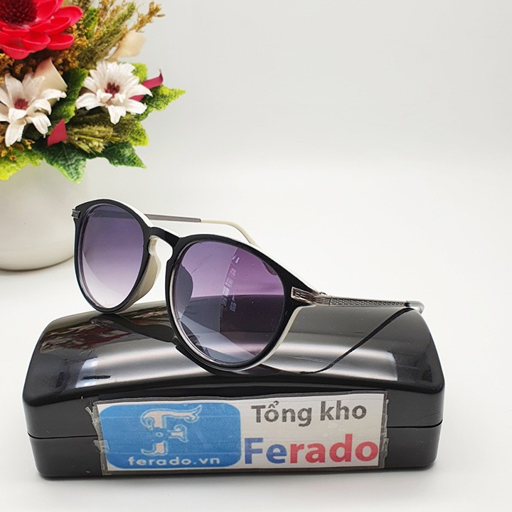 kính mắt nam nữ kiểu mắt mèo tròng chống tia cực tím càng kim loại