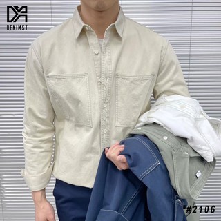 Áo Sơ Mi Nam May Viền DENIMST 2106 Chất Cotton Kaki Dáng Suông
