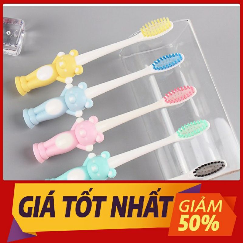 Vỉ 4 Bàn Chải Đánh Răng Trẻ Em Hình Thú Siêu Ngộ Nghĩnh có đế hút chân không