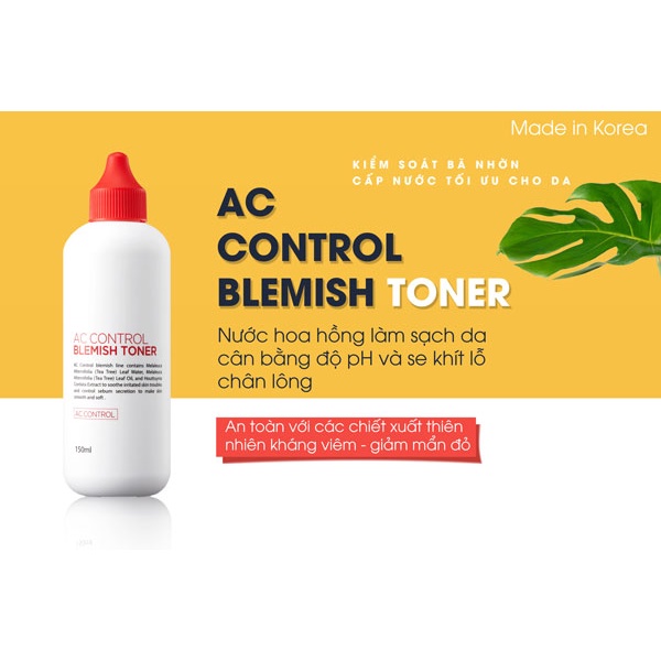 Toner Goodndoc AC Control Blemish Nước cân bằng tẩy da chết AHA + BHA cho da mụn, da thâm sạm 150ml