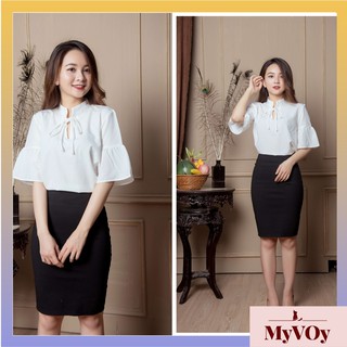 Áo sơ mi nữ công sở nơ cổ , tay bồng siêu xinh - MV 07