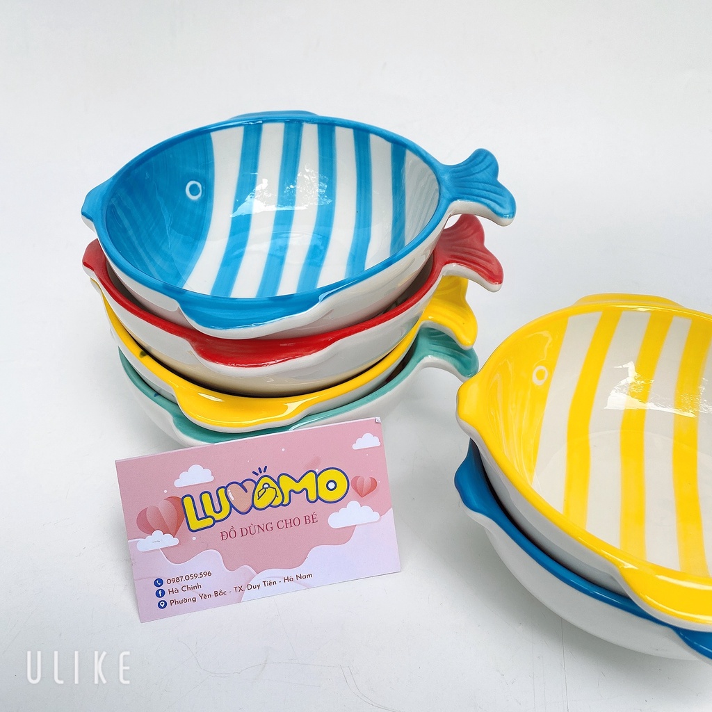 Bát ăn dặm gốm sứ hình cá cho bé luvamo BS05
