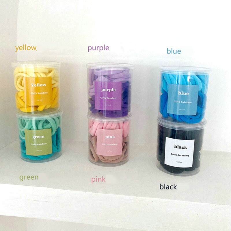 Set 50 Dây Buộc Tóc Co Giãn Nhiều Màu Sắc Cho Nữ