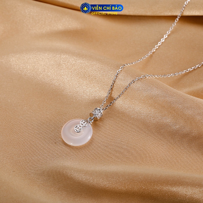 Dây chuyền bạc nữ kim tiền đồng điếu đá bạc Thái 925 thời trang nữ phụ kiện trang sức nữ Viễn Chí Bảo D000156