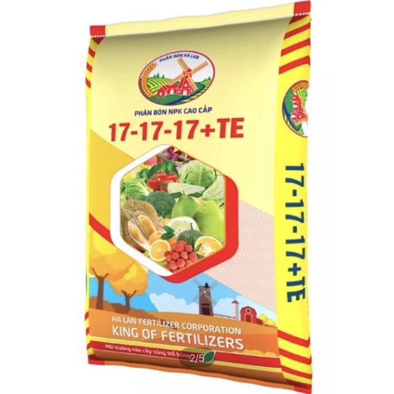 Phân bón NPK 17-17-17 + TE  gói 500gram
